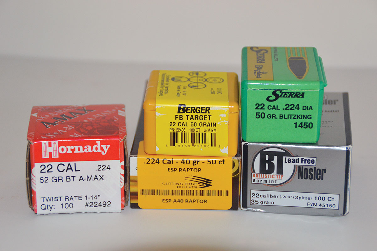 The five varmint bullets used ranged from 35 to 52 grains.